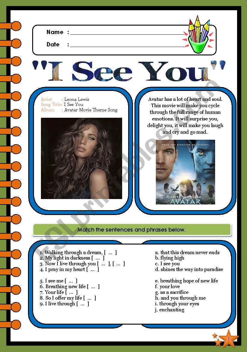 I See You (Theme from Avatar) by Leona Lewis [2pages]